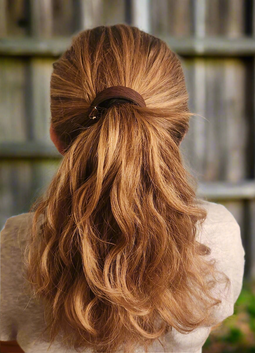 Leather Ponytail holder - Celtic knot ponytail barrette