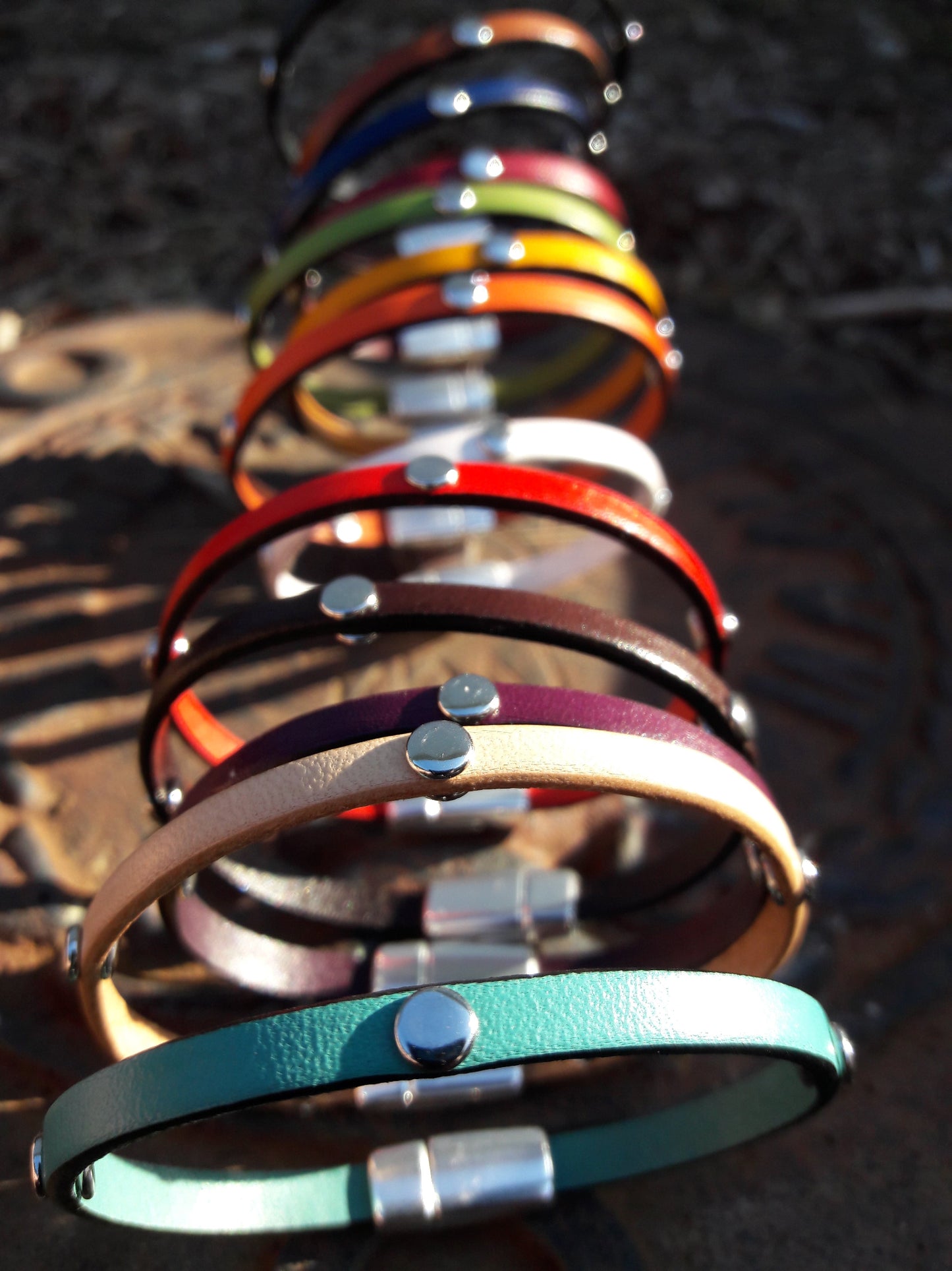 Colorful stacker Leather Bracelets
