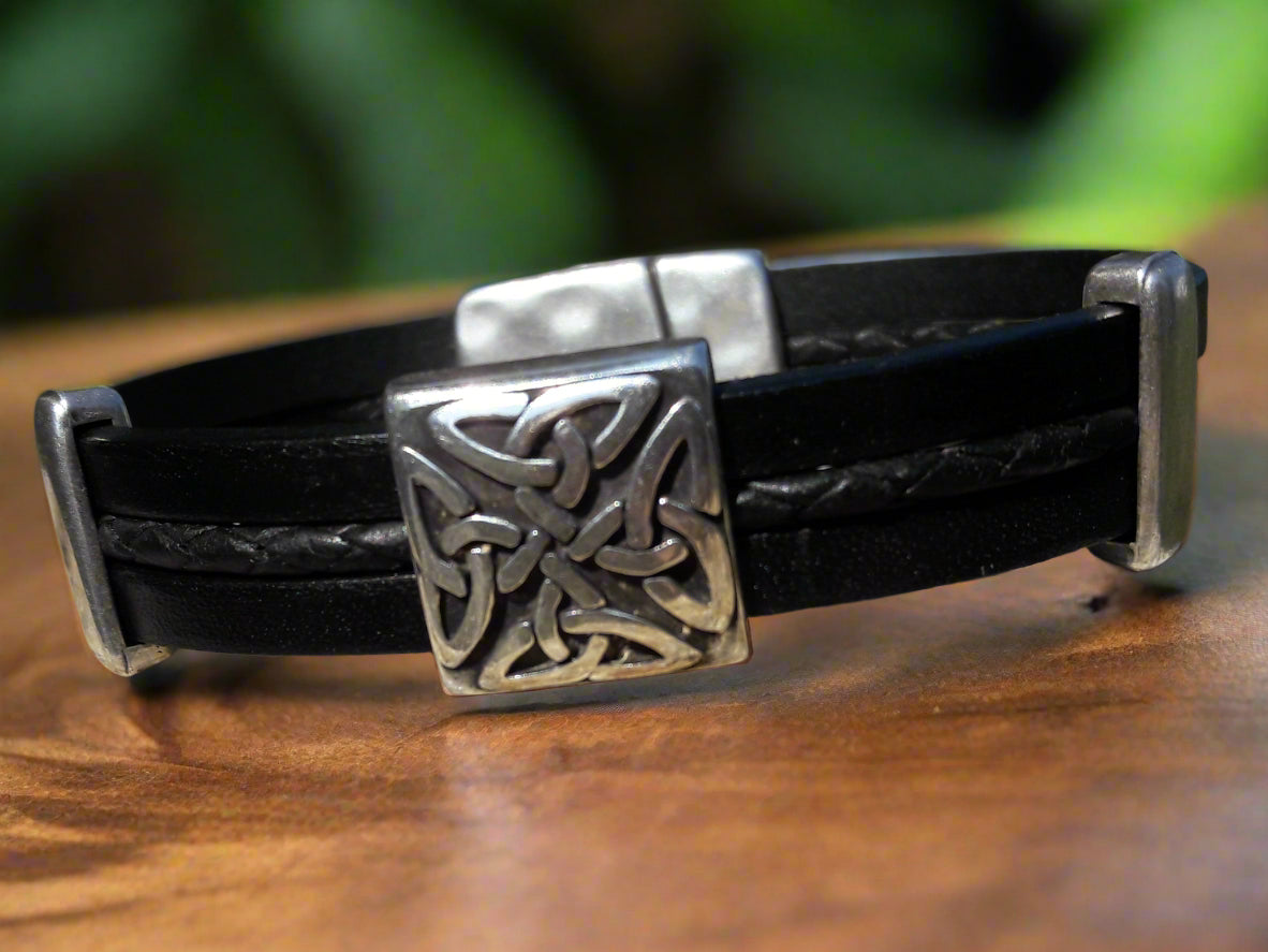 Celtic Knot Leather bracelet for him