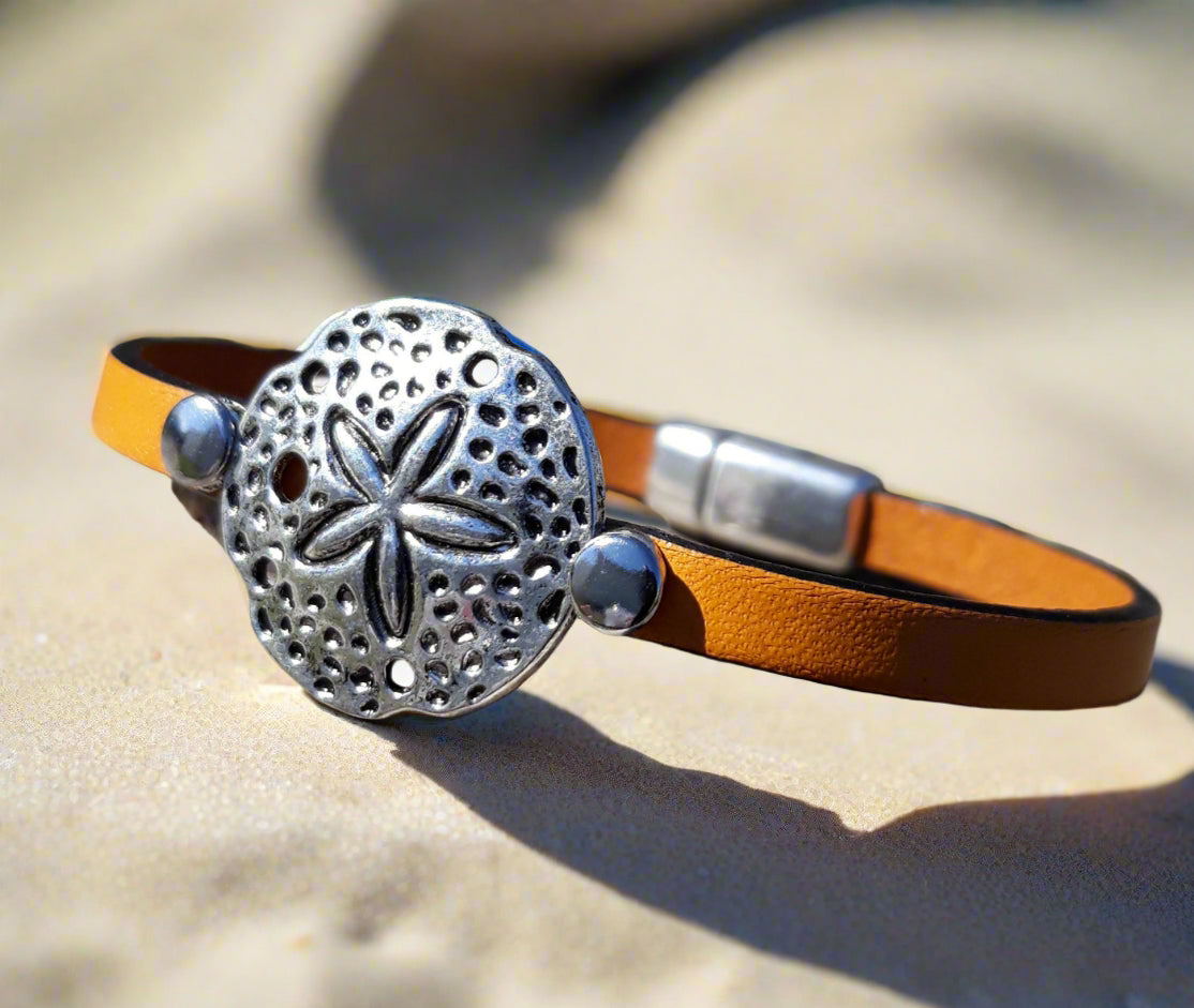 Sand Dollar Leather Bracelet