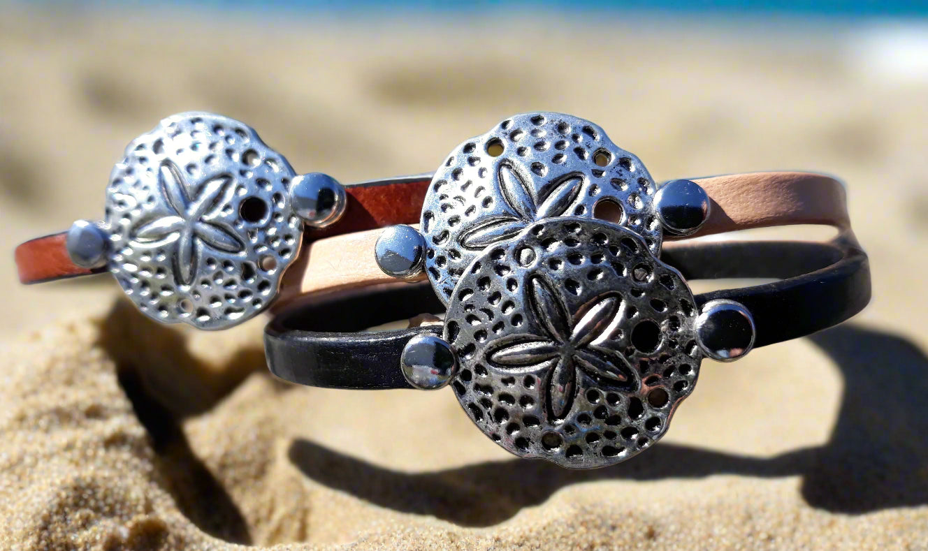 Sand Dollar Leather Bracelet