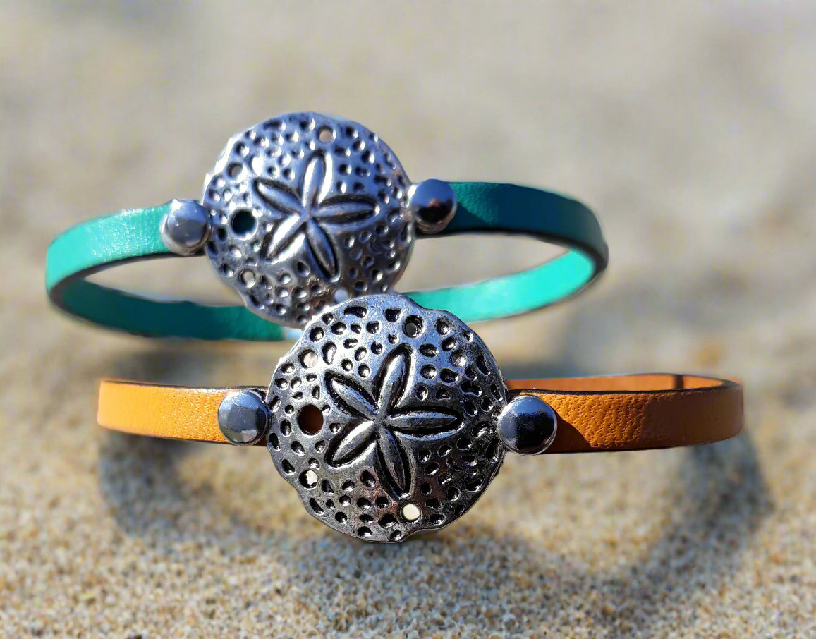 Sand Dollar Leather Bracelet