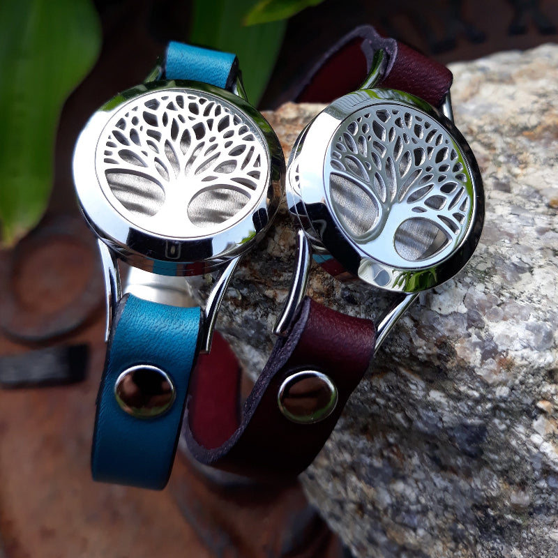 Essential Oil Locket diffuser leather bracelet