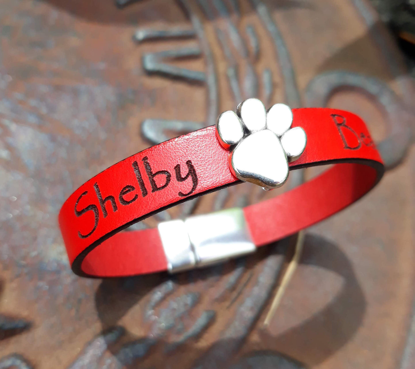 Dog name personalized Leather Bracelet
