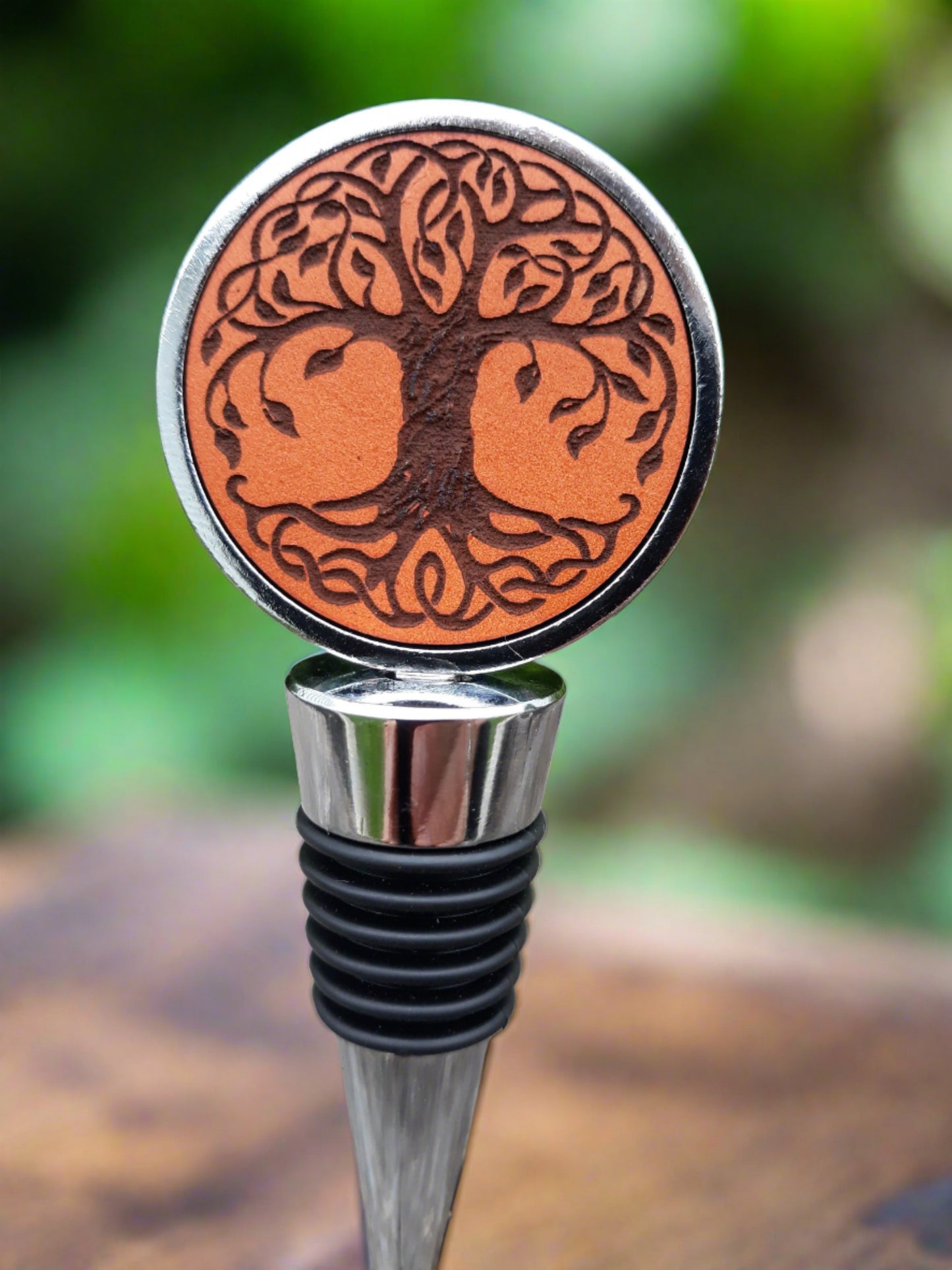 Tree Of Life Leather wine stopper - Bottle stopper