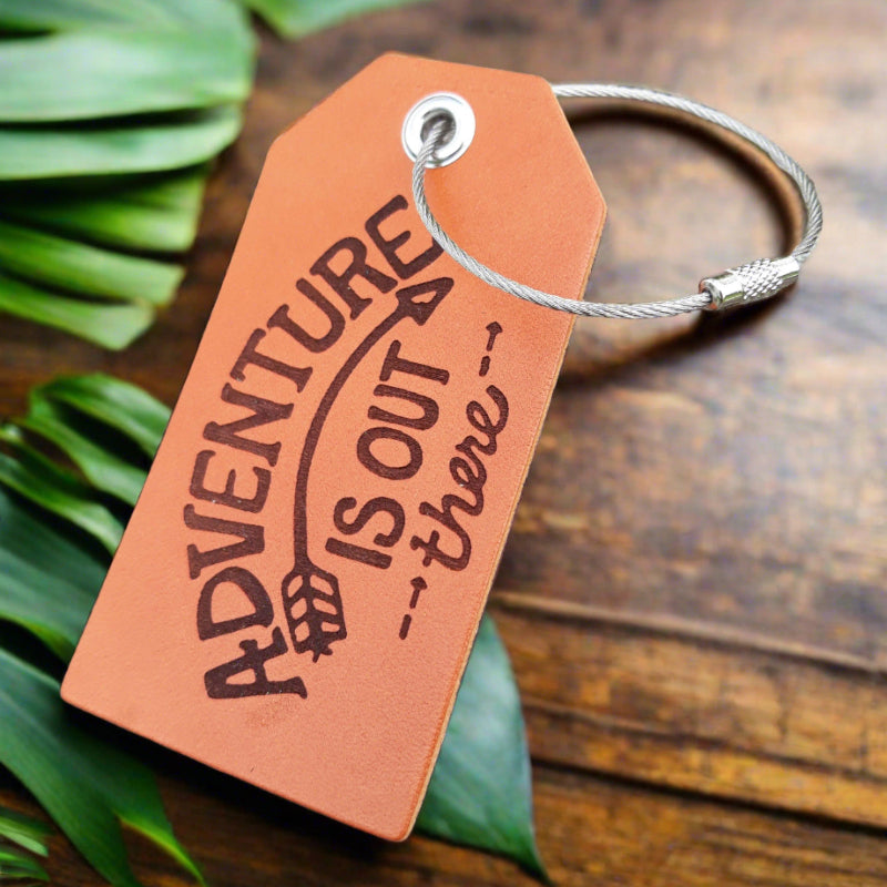 Adventure is out there Leather luggage tags