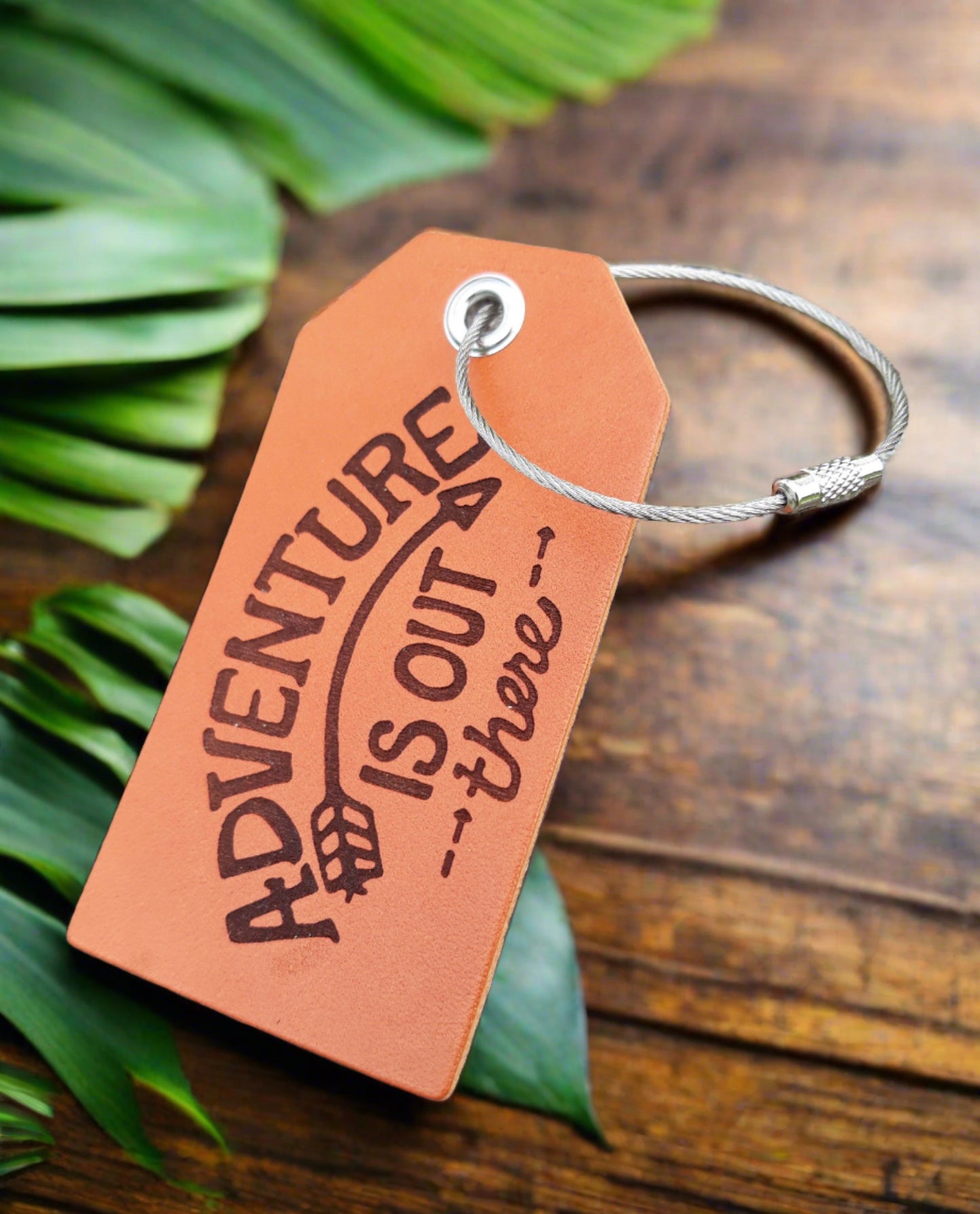 Adventure is out there Leather luggage tags