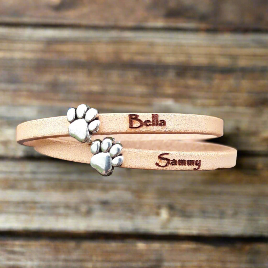 Dog name personalized Leather Bracelet