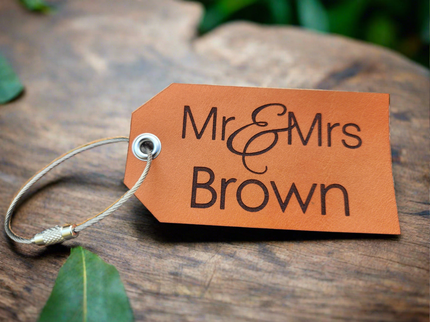 MR & MRS personalized Leather Luggage tags set