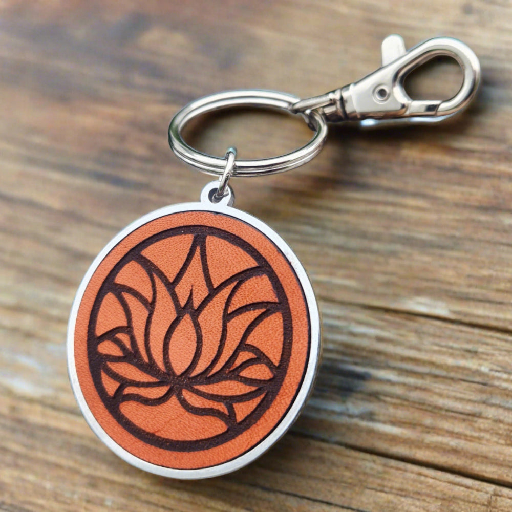 Lotus Flower - Yoga Key ring - personalized key chain