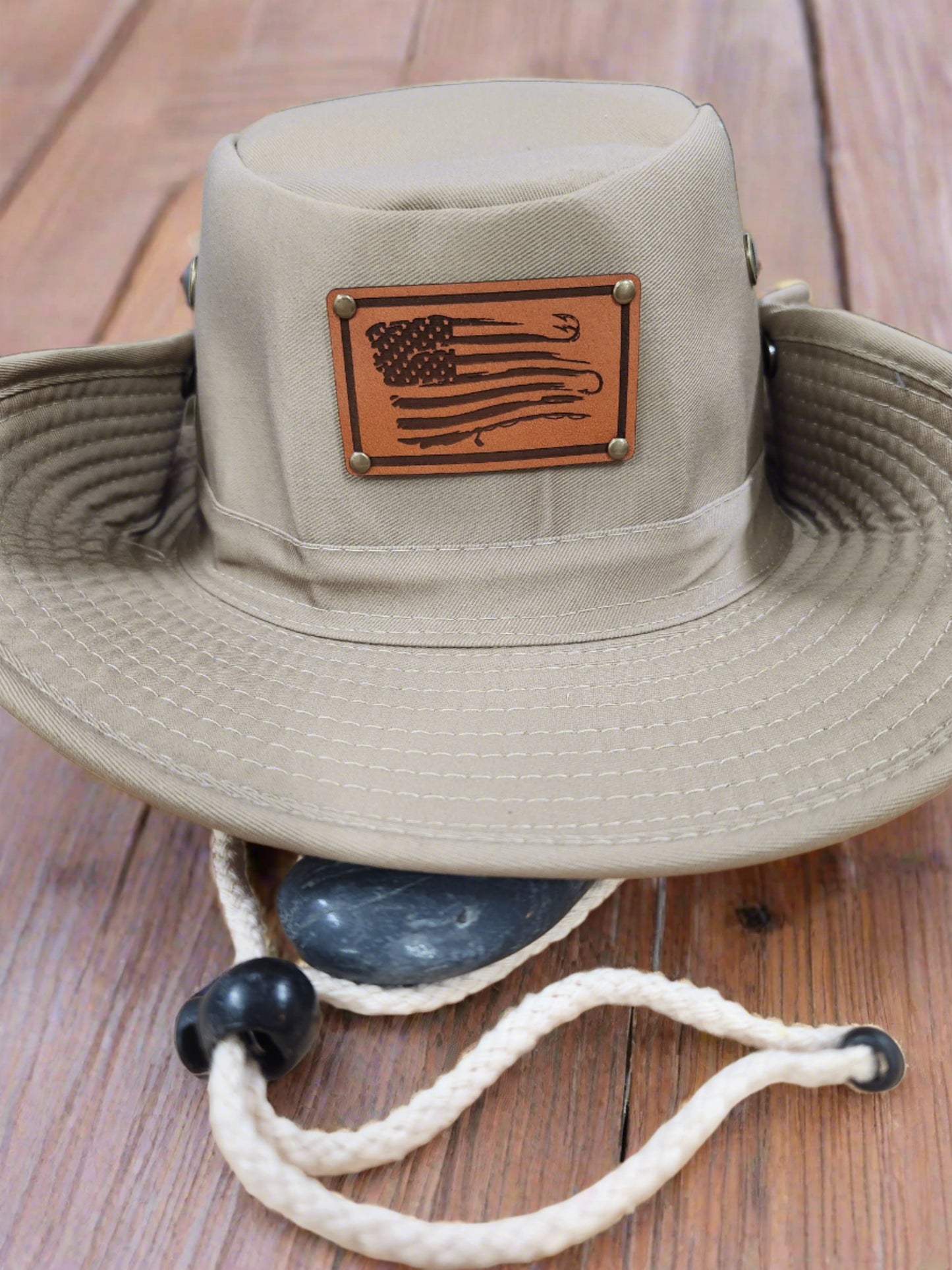 USA FLAG Fishing pole Boonie hat - Adjustable Outback hat with neck protection
