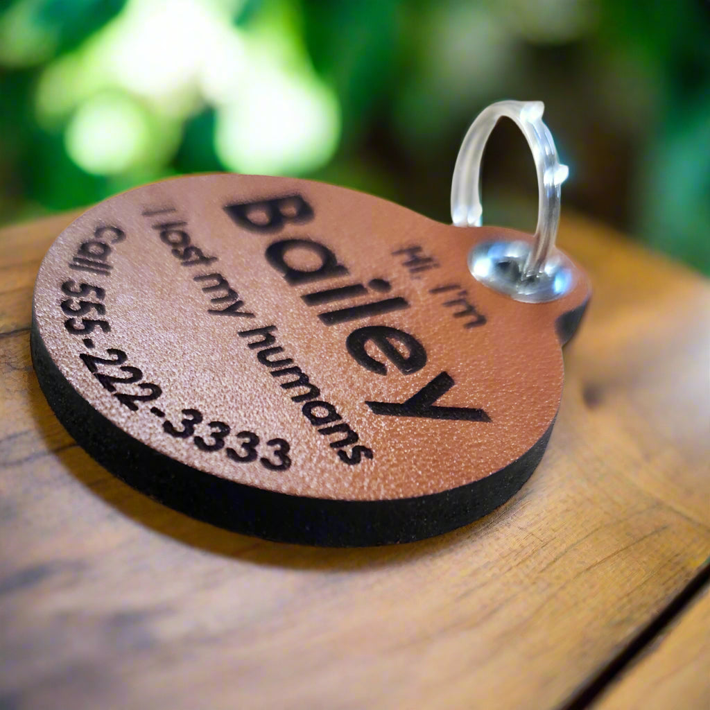 Quiet Leather Dog Id Tag - I've lost my Humans