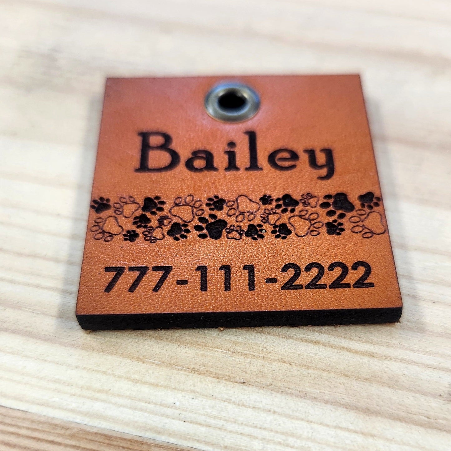 Square Leather Dog Id Tag - Quiet Dog tag