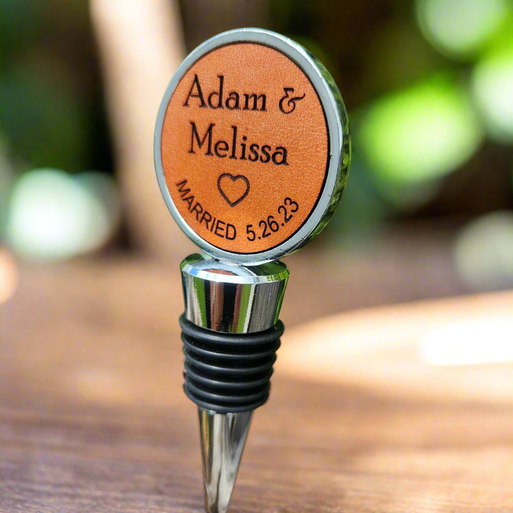 Bride & Groom Gift Personalized Wedding Day wine bottle stopper