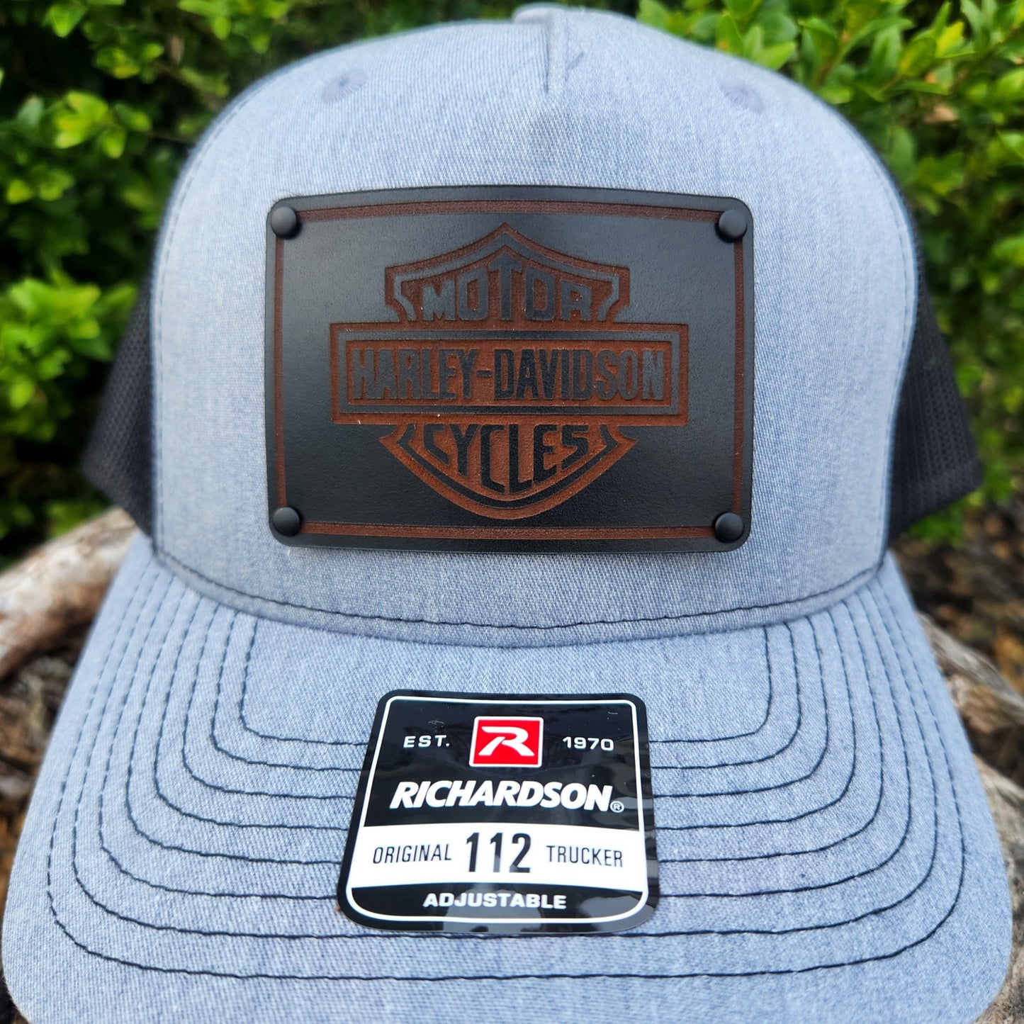 Harley rider hat -Black leather patch hat