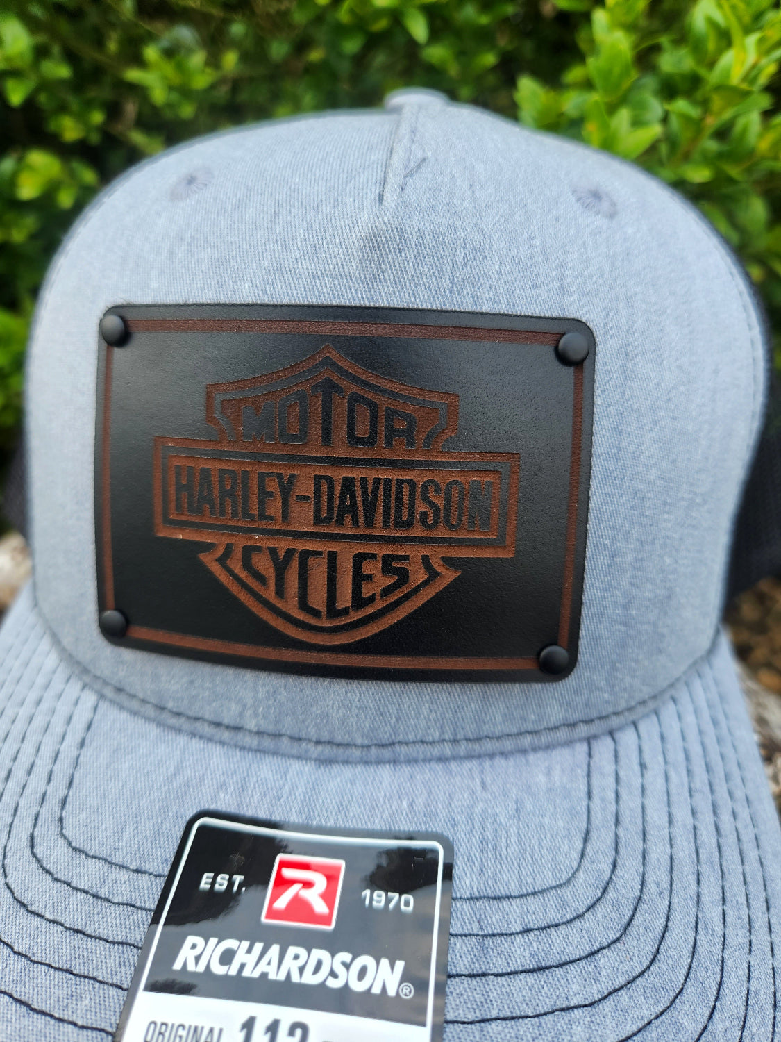 Harley rider hat -Black leather patch hat