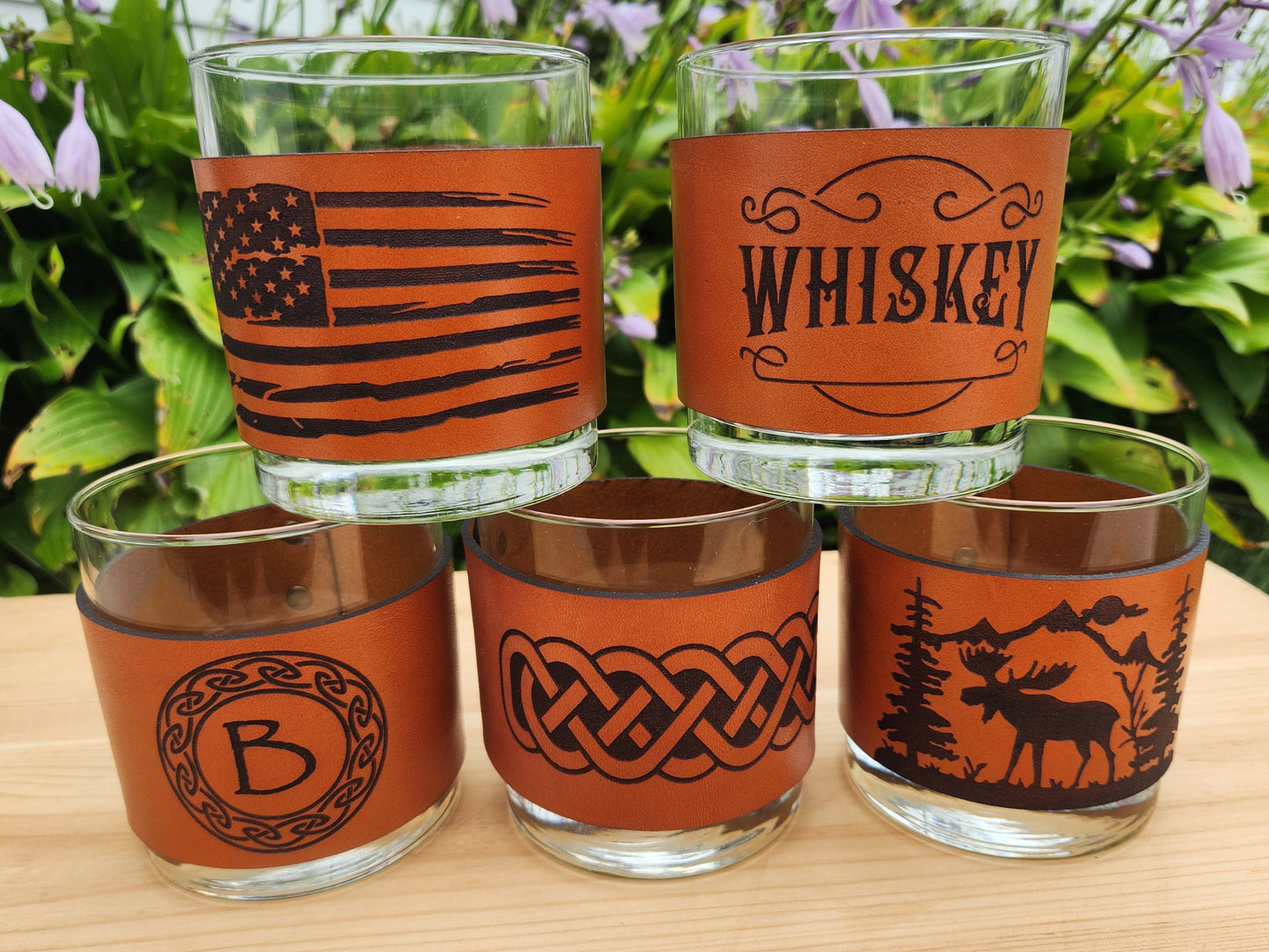 Celtic knot Leather wrap Whiskey glass - Celtic Custom barware