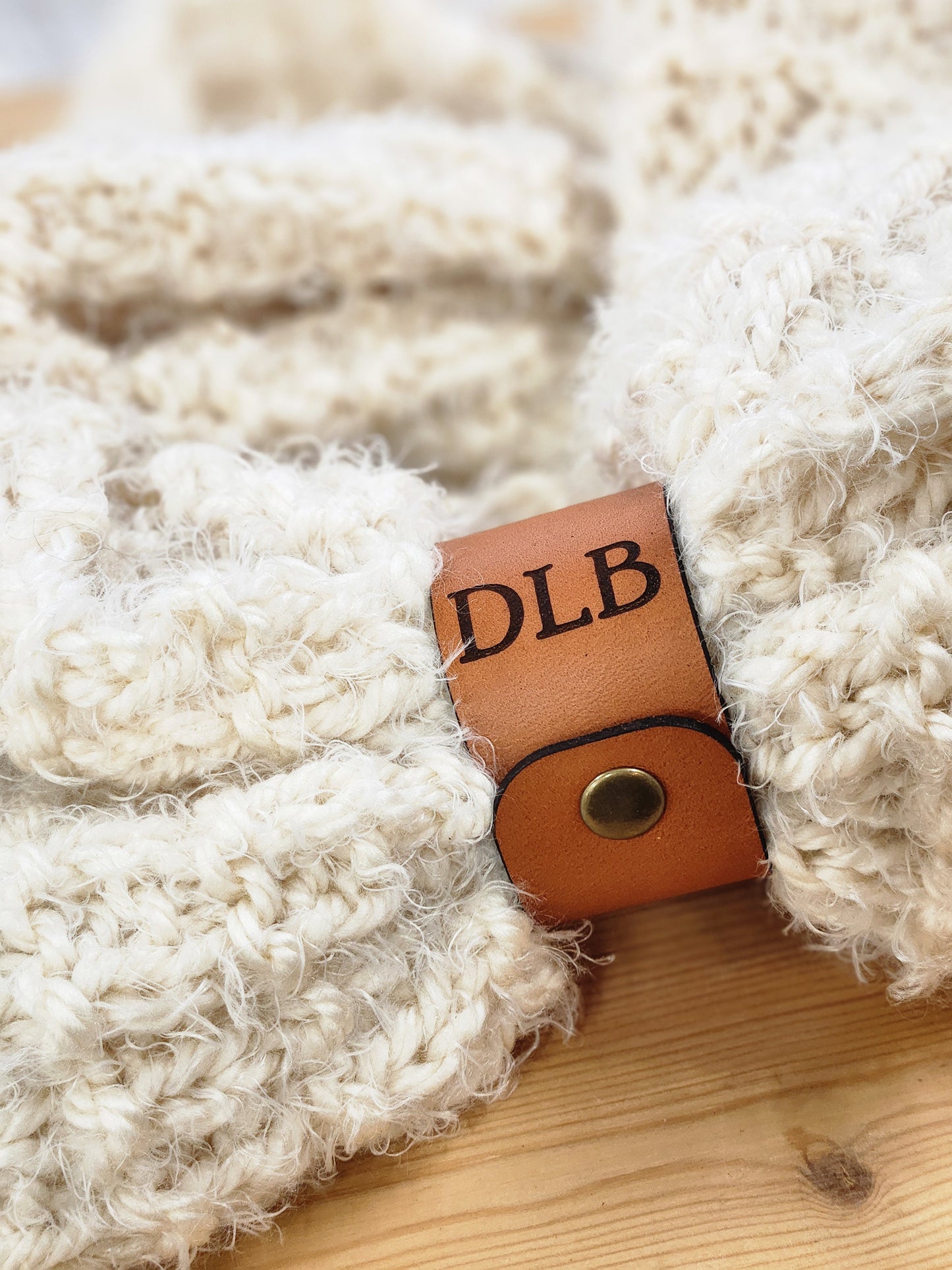 Personalized Leather Scarf Cuff name or initials