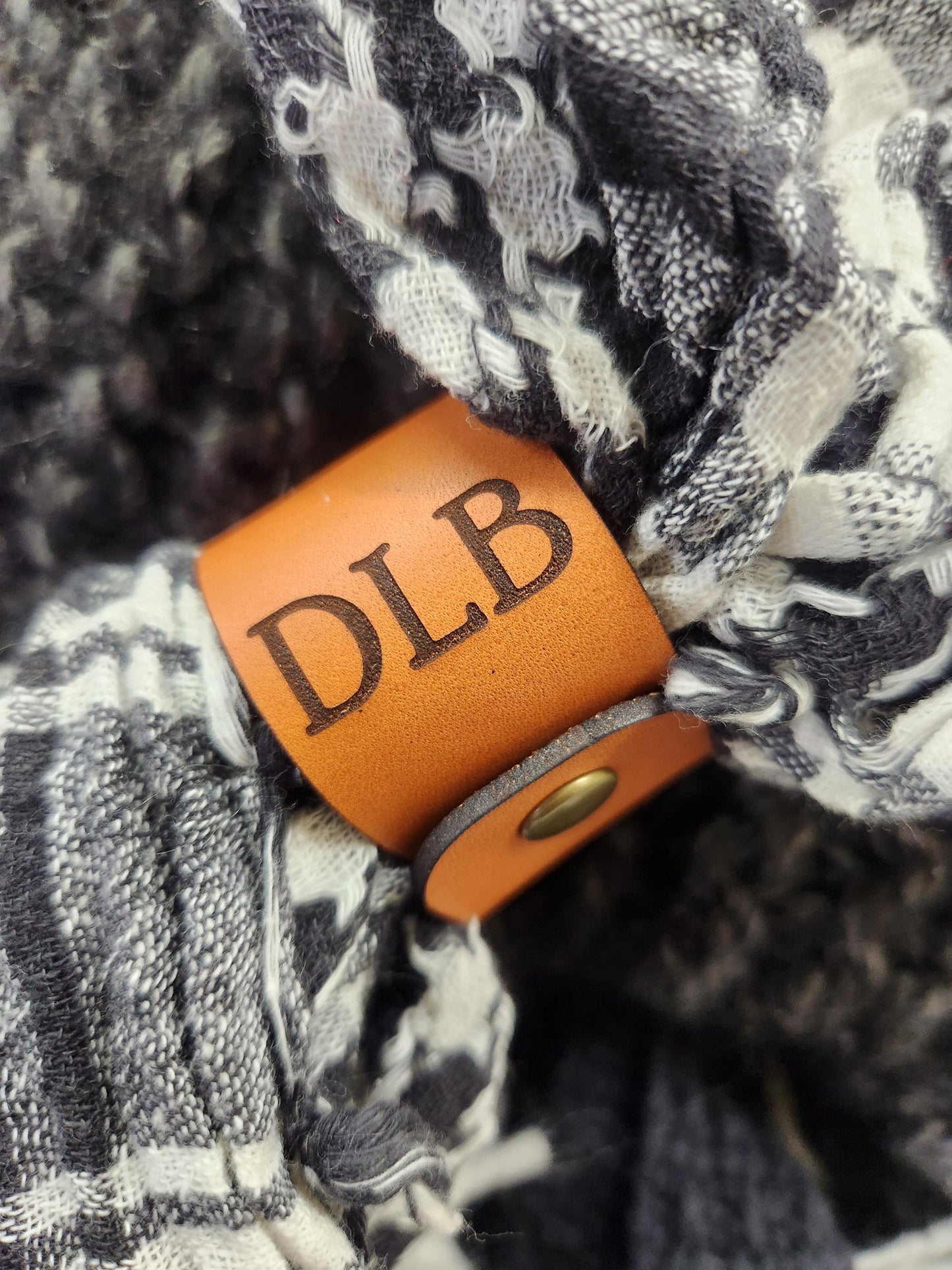 Personalized Leather Scarf Cuff name or initials