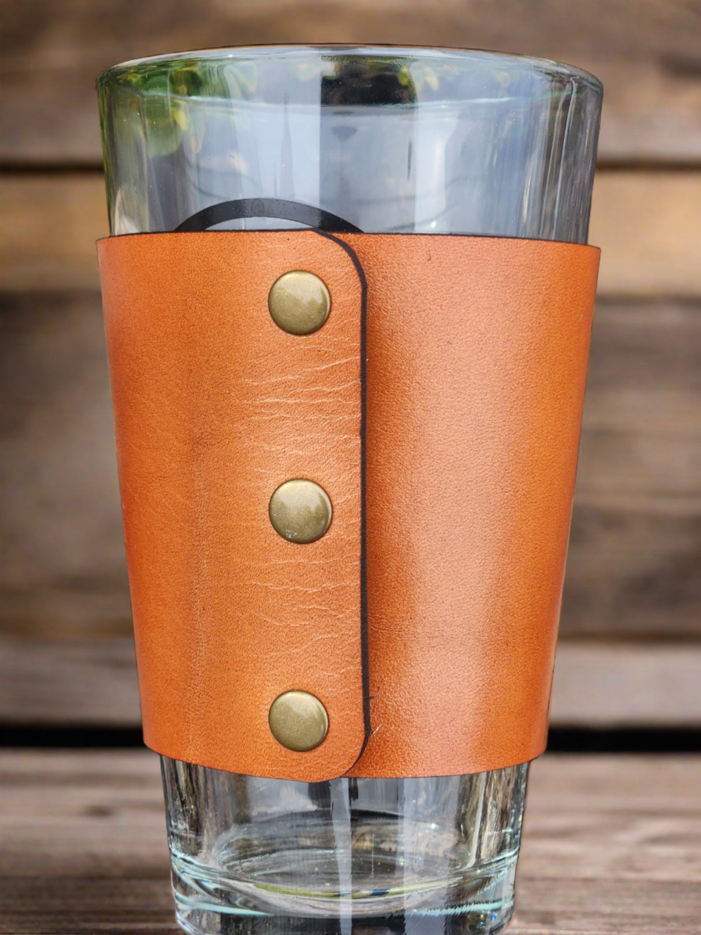 Custom LEATHER engraved Pint Glass Sleeve - Leather pint holder - Custom barware