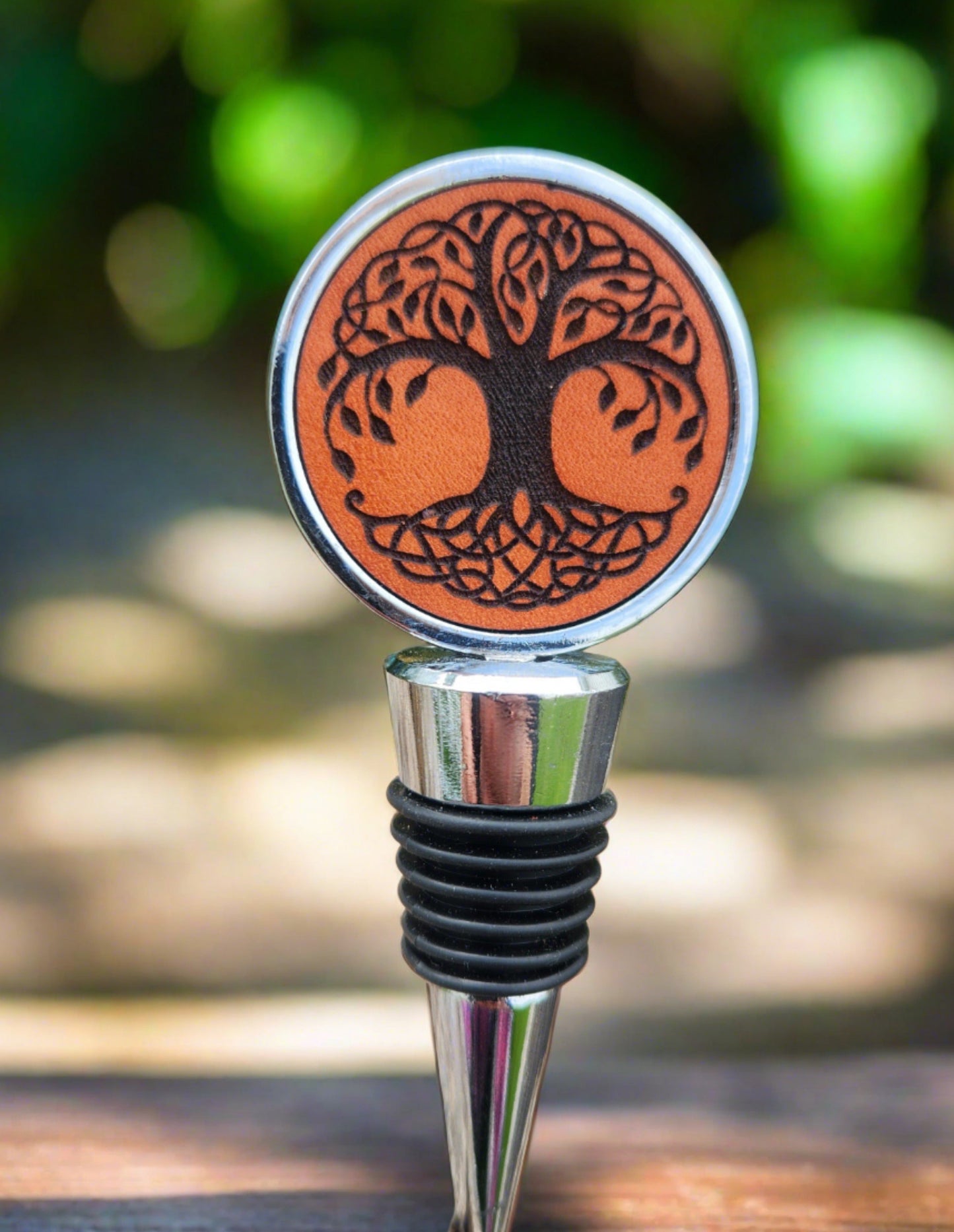 Tree Of Life Wine Bottle Stopper - Leather Bar Ware