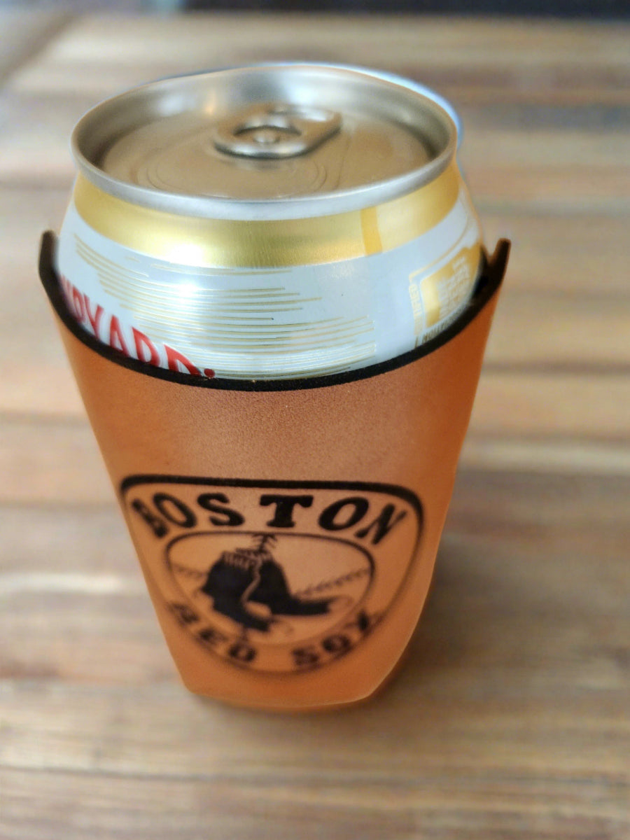 Baseball team leather drink cozie - redsox beer holder