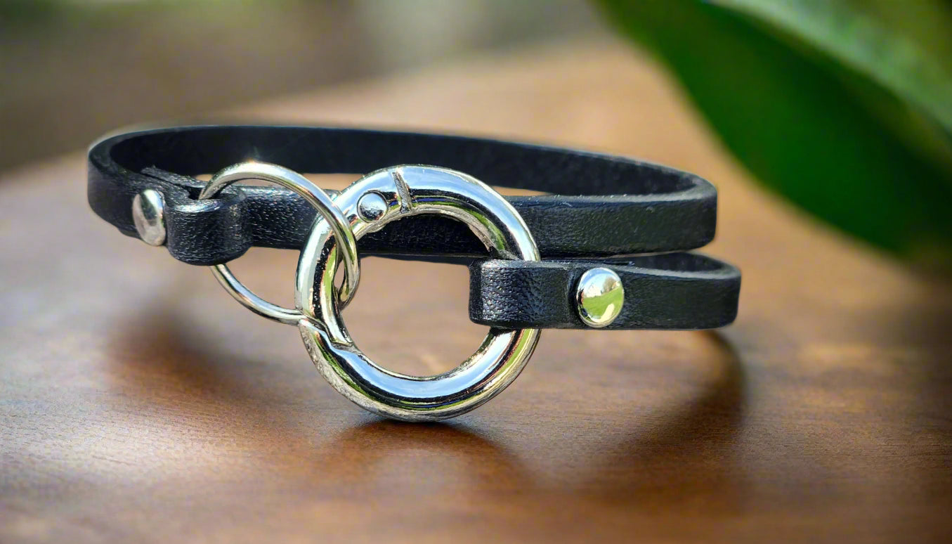 Infinity Link Double Rings Leather Wrap Bracelet