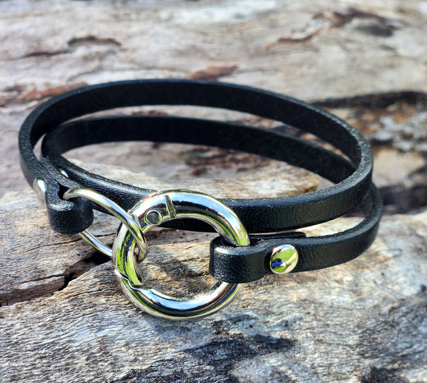 Infinity Link Double Rings Leather Wrap Bracelet