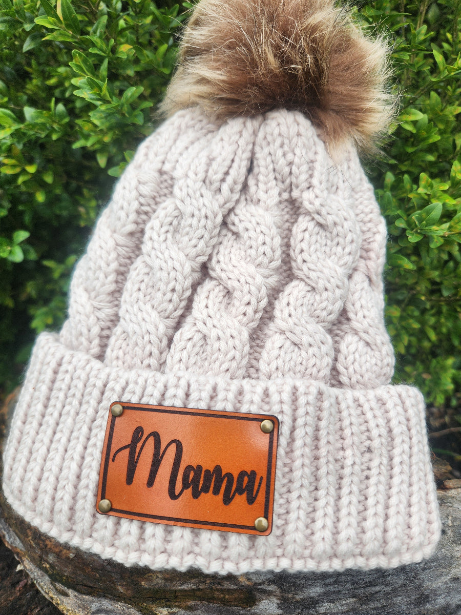 Mama knit pom hat - New Mom Beanie