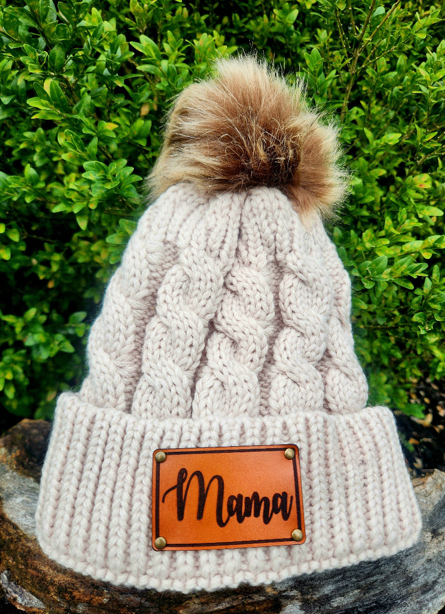 Mama knit pom hat - New Mom Beanie