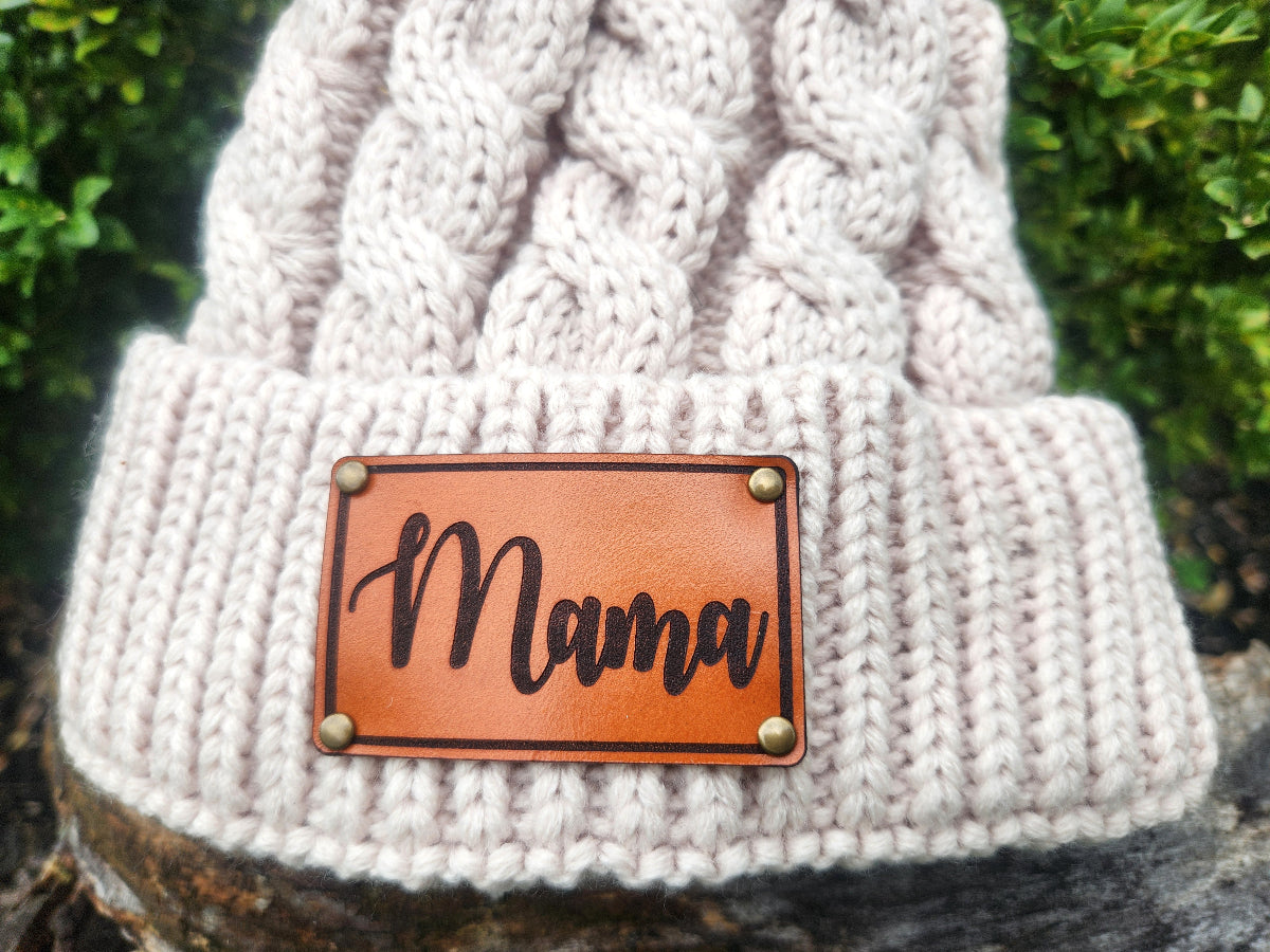 Mama knit pom hat - New Mom Beanie