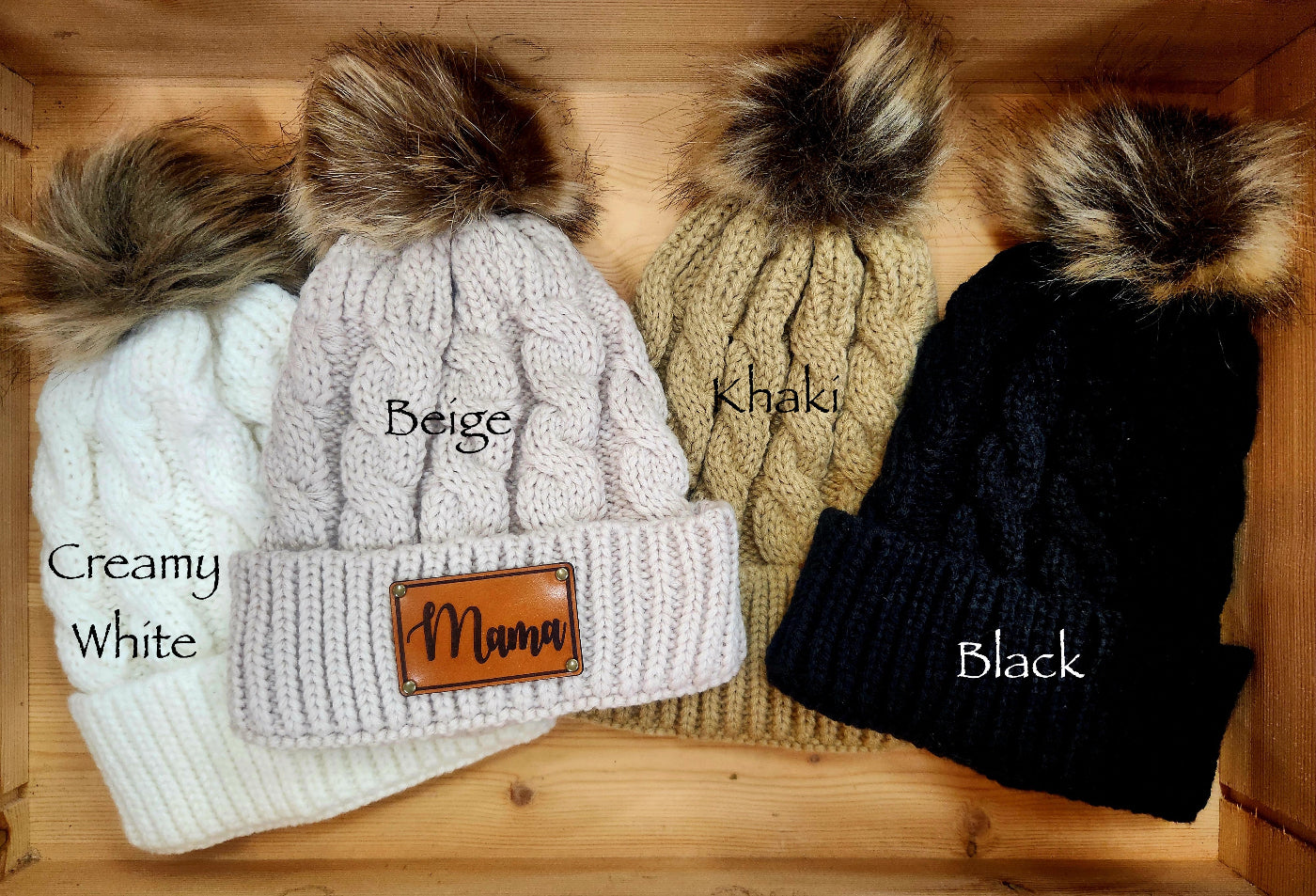 Mama knit pom hat - New Mom Beanie