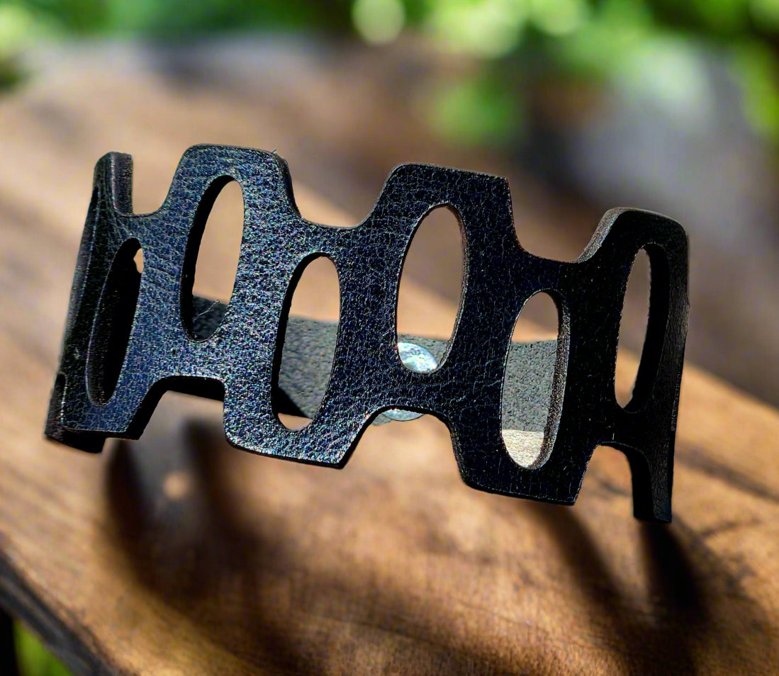 Leather cut out Cuff bracelets for women