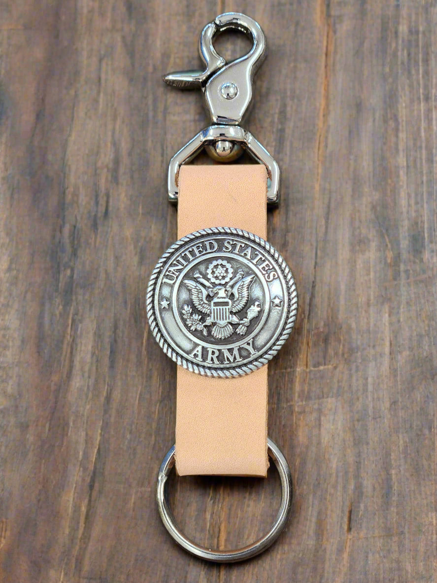US ARMY Leather Key chain with Swivel hook - ARMY keyring gift