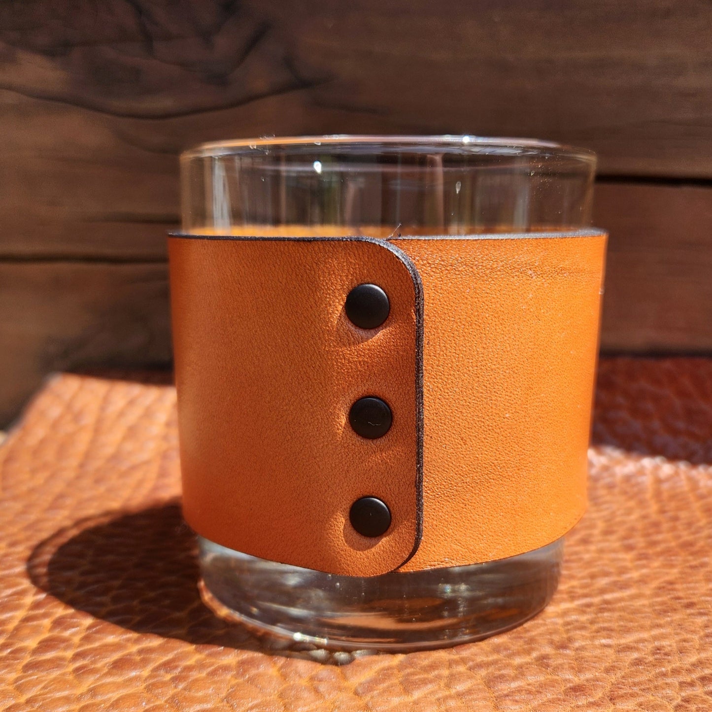 Personalized Bourbon/Whiskey Leather wrapped Glass set - Custom Barware