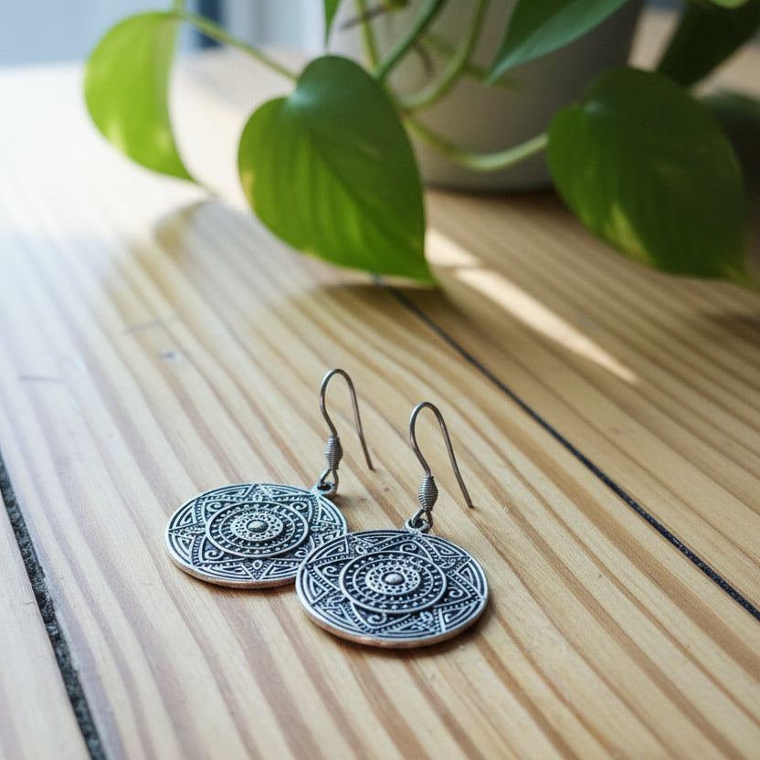 Mandala Dangle Earrings - Boho earrings