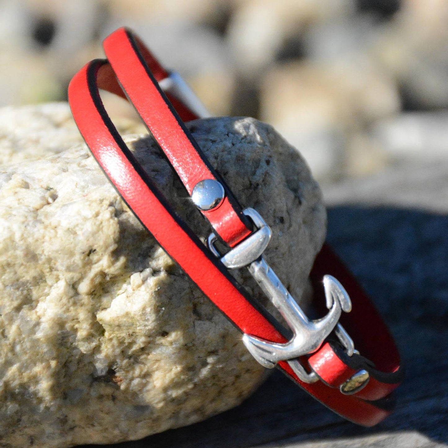Anchor Leather Bracelet - Nautical bracelet