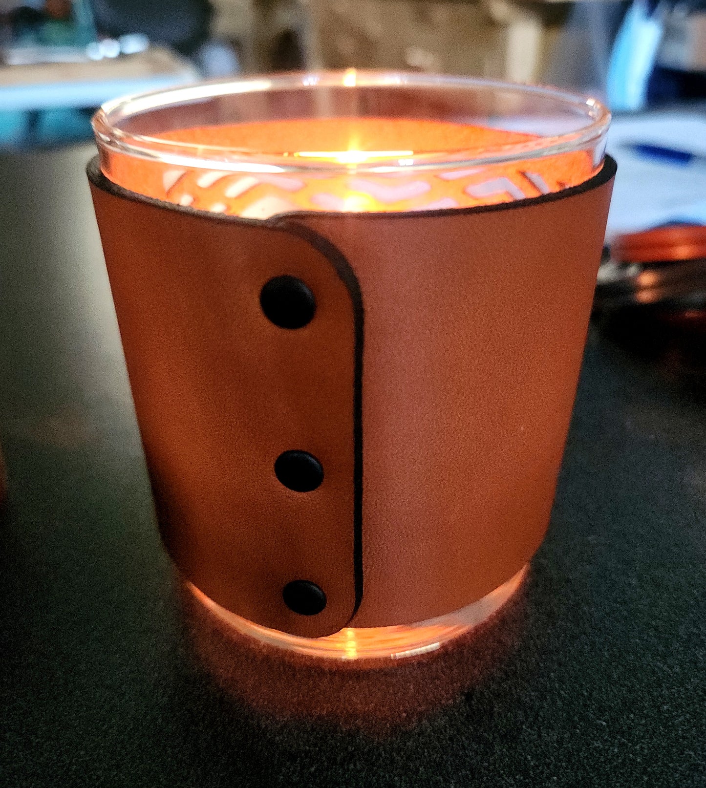 Leaf Leather & Glass Candle set