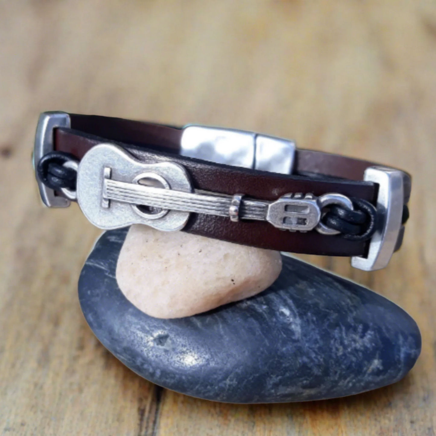 Guitar Leather bracelet - music leather cuff