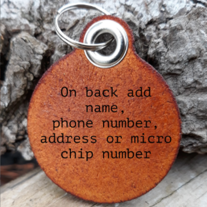 Quiet Leather Dog Id Tag- Name & 2 paws