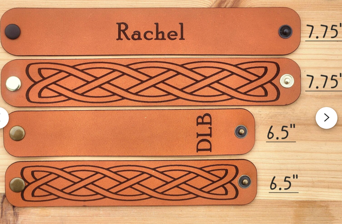Personalized Leather Scarf Cuff name or initials