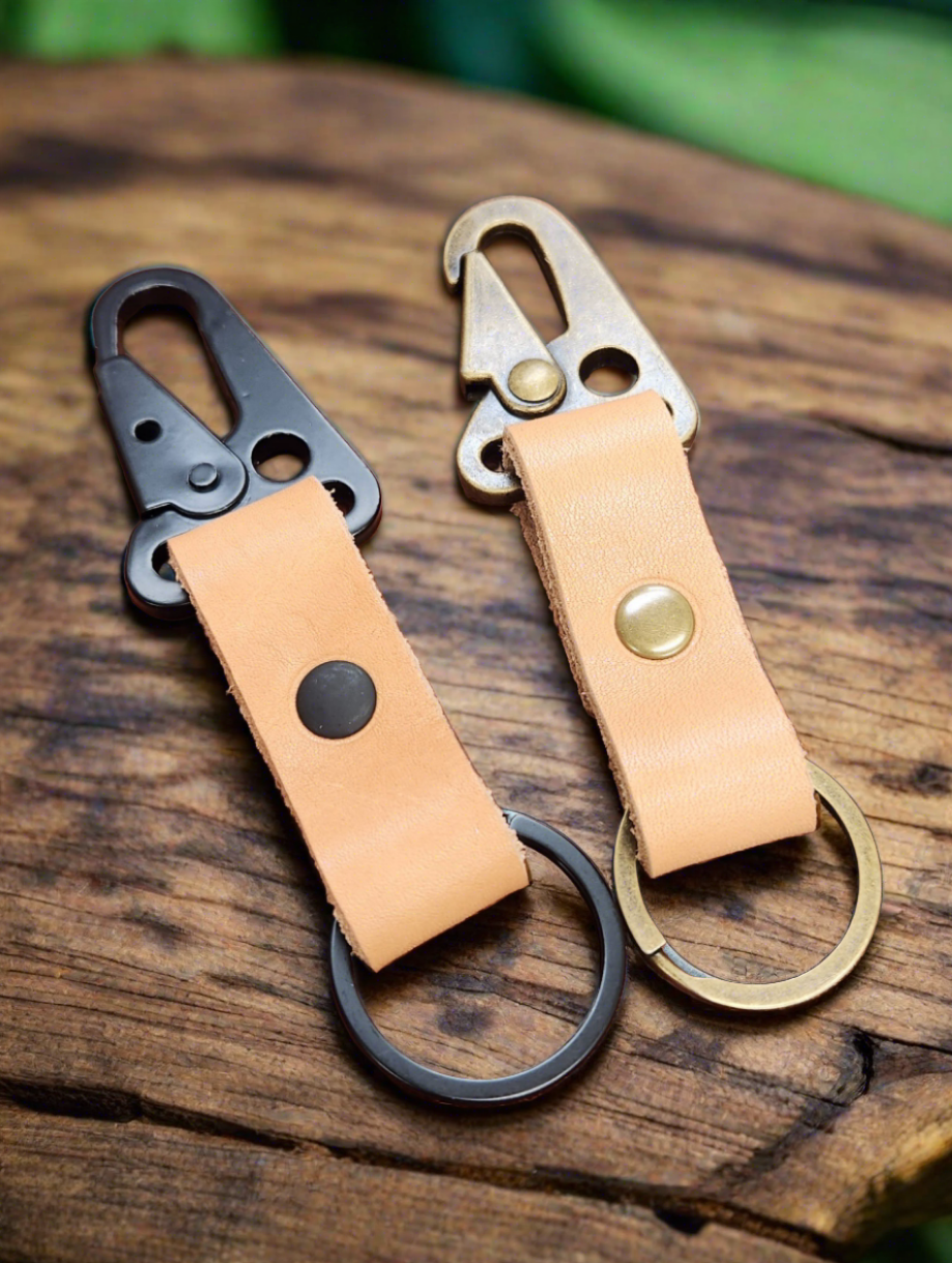 Leather Tactical HK clip keychain Military Style Key ring Bella Blue Art Studio