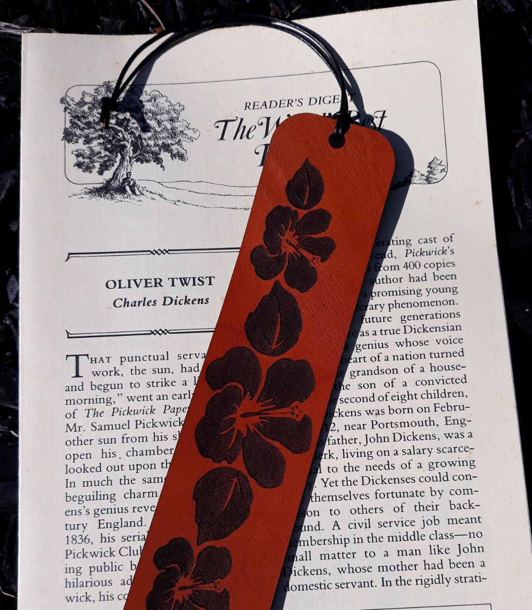 Hawaiian Hibiscus Flower Leather Bookmark