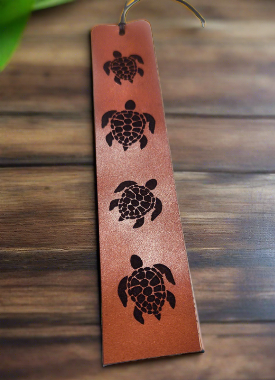 Sea Turtle Leather Bookmark