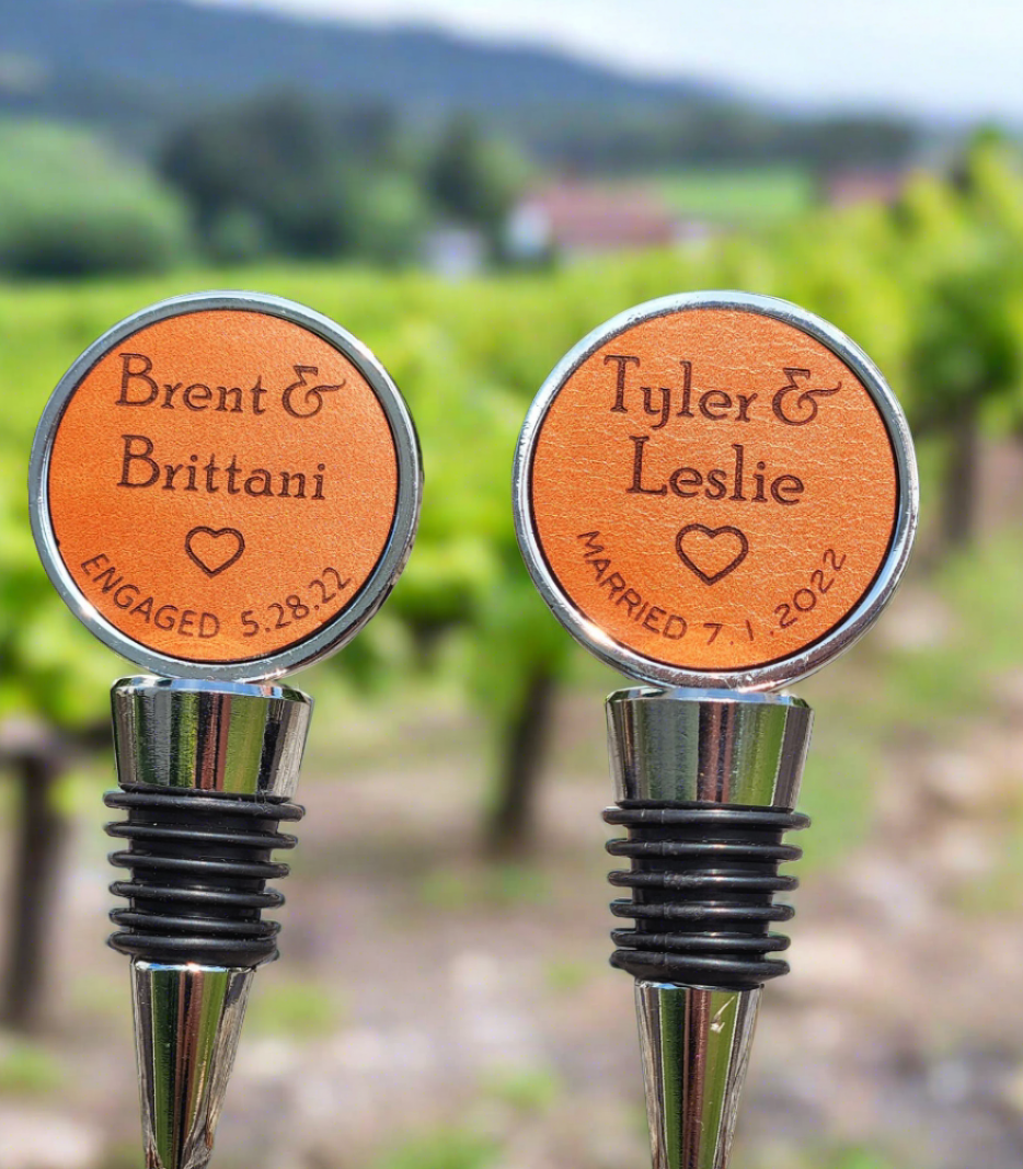 Personalized Engagement wine bottle stopper - gift for couple