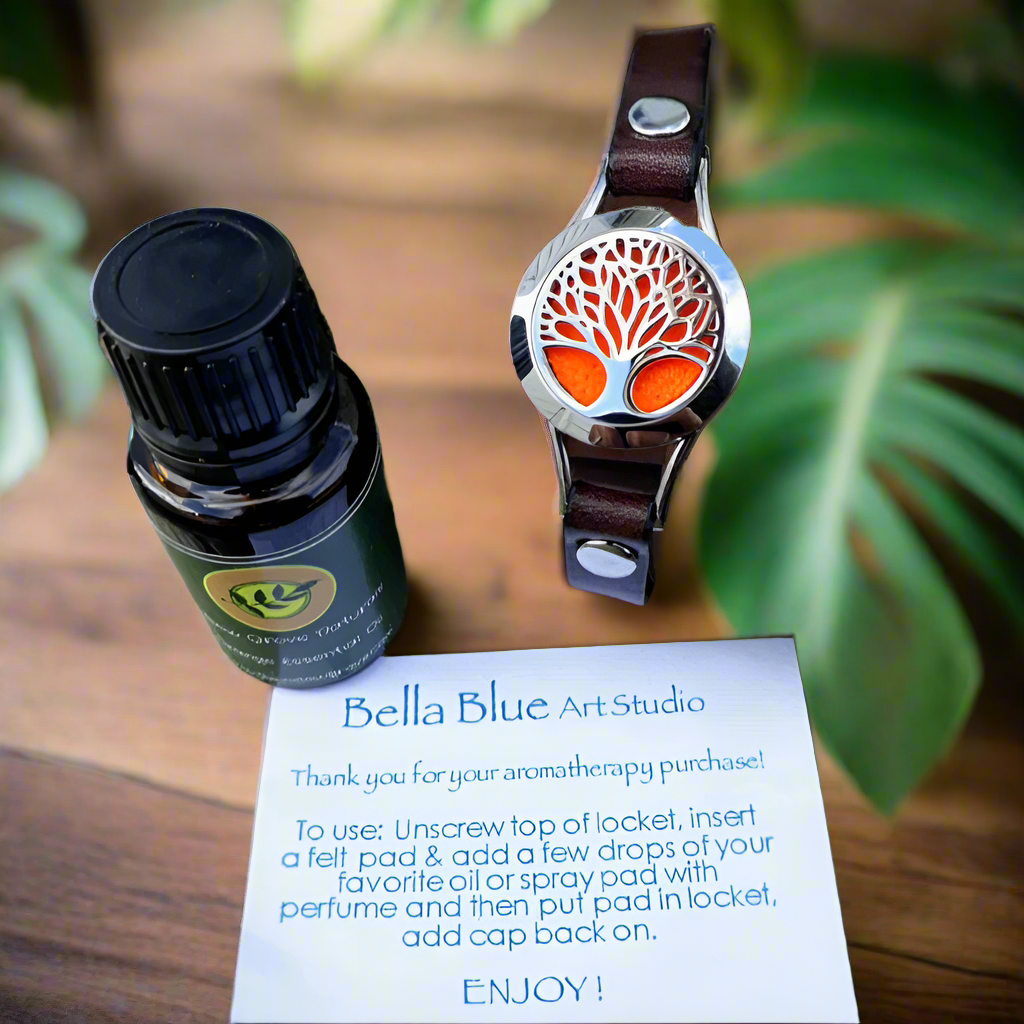 Essential Oil Locket diffuser leather bracelet