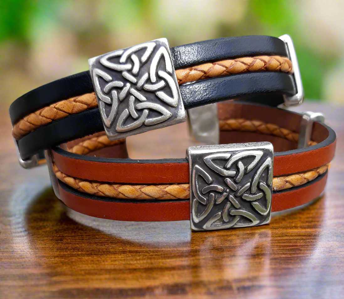 Celtic Knot Leather bracelet for him