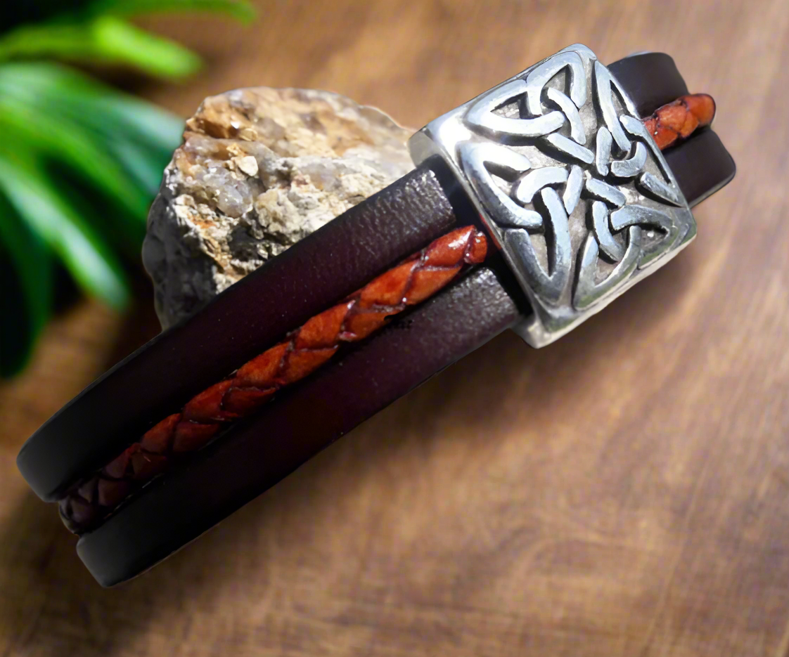 Celtic Knot Leather bracelet for him