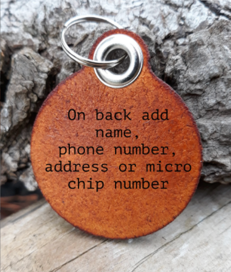 Name Pet ID leather quiet tag - SunFlower