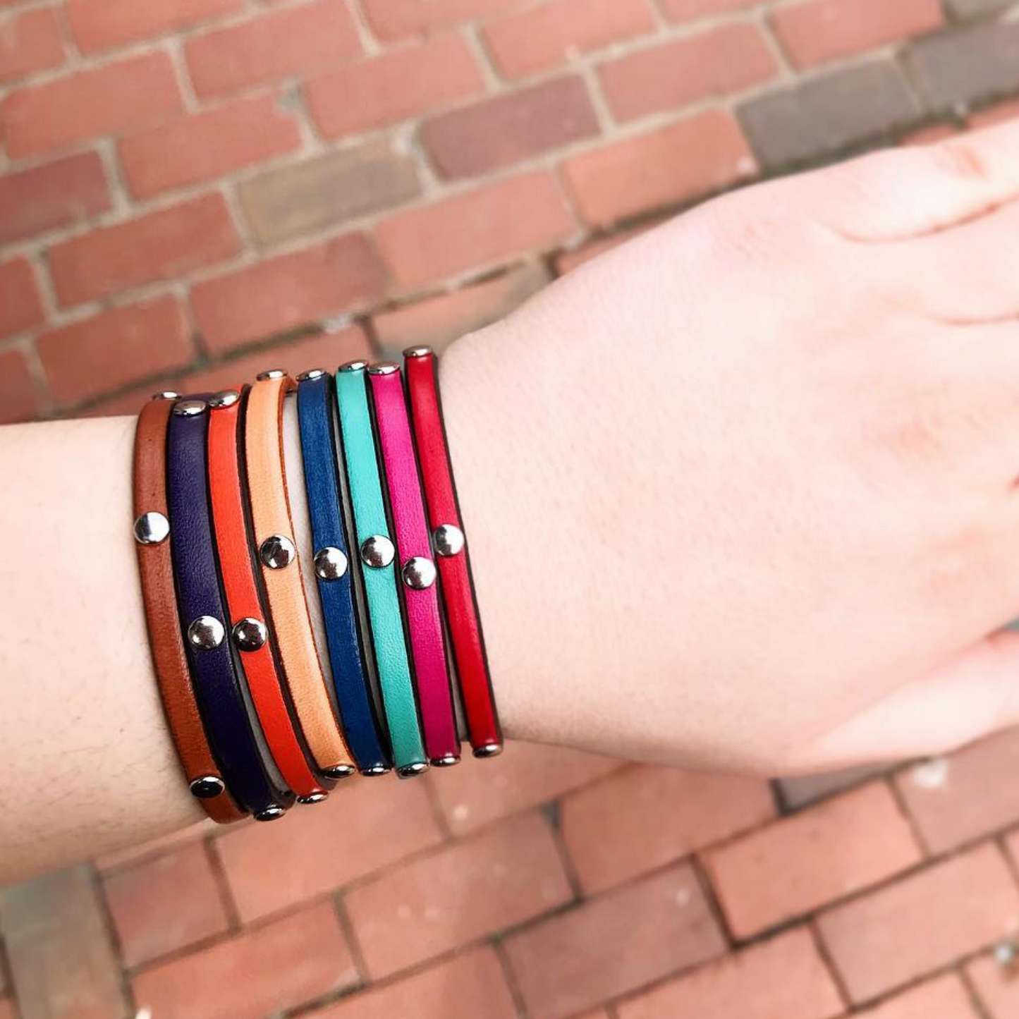 Colorful stacker Leather Bracelets